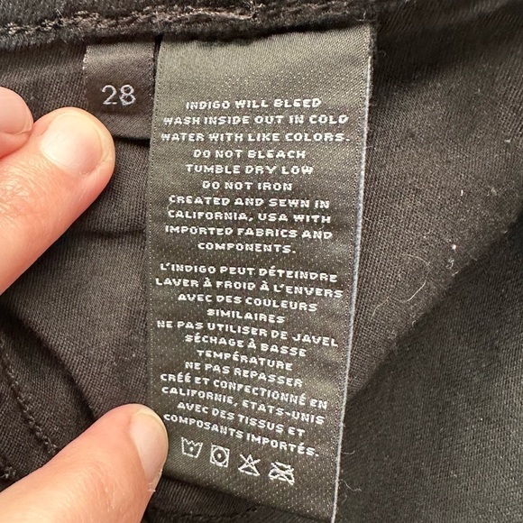 J Brand Capri mid rise size 28 sharkbite raw hem distressed skinny jeans black - Picture 13 of 13